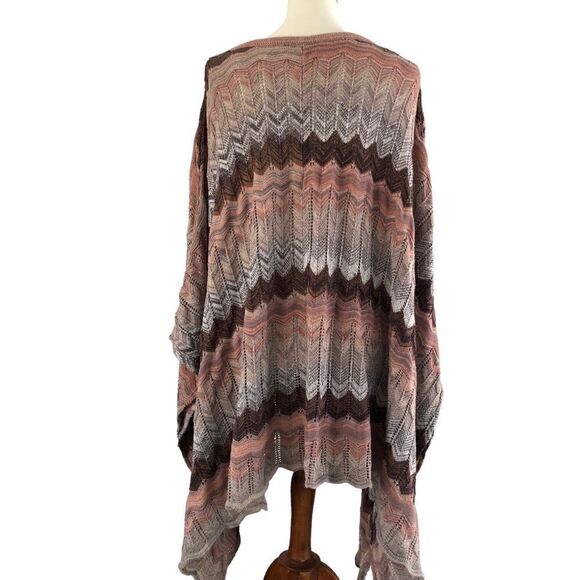 Belle Gray By Lisa Renna Crochet Pullover Poncho Sweater Size XL - Picture 6 of 8